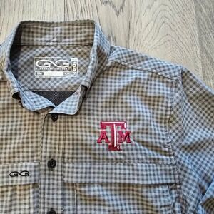Game Guard Texas A&M Performance Button Down Shirt Gray Check Men's Small